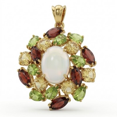 Angelina - Top quality 18.9 carat Brazilian Rose Quartz .925 Sterling Silver dipped in 18K Gold Handcrafted pendant