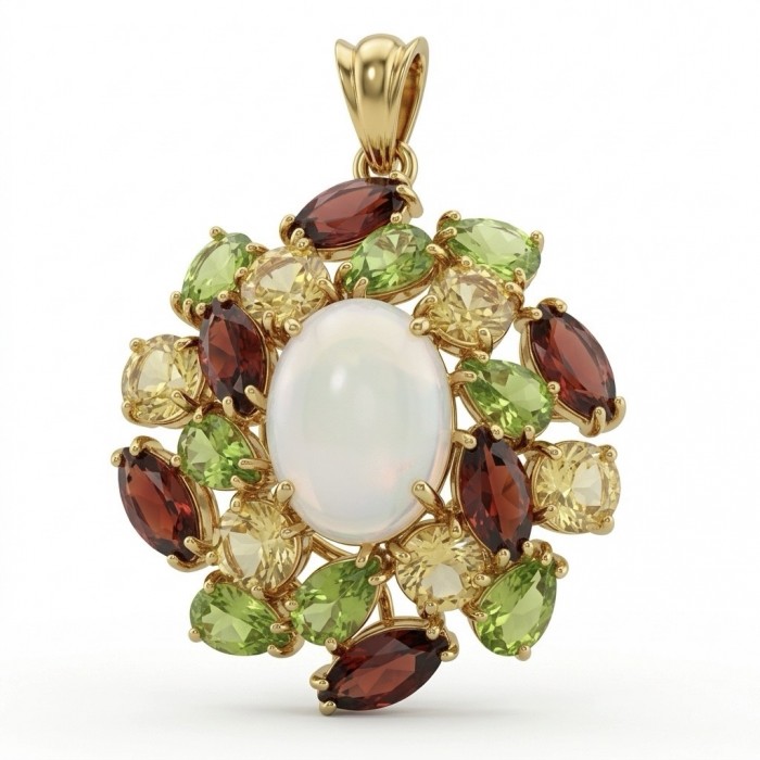 Angelina - Top quality 18.9 carat Brazilian Rose Quartz .925 Sterling Silver dipped in 18K Gold Handcrafted pendant