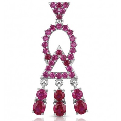 14.2 carat authentic Mozambique Ruby rhodium over .925 Sterling Silver handmade Pendant