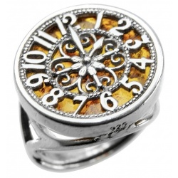 The Light Watchmaker Authentic Baltic Amber .925 Sterling Silver handcrafted ring; s. 6 adjustable