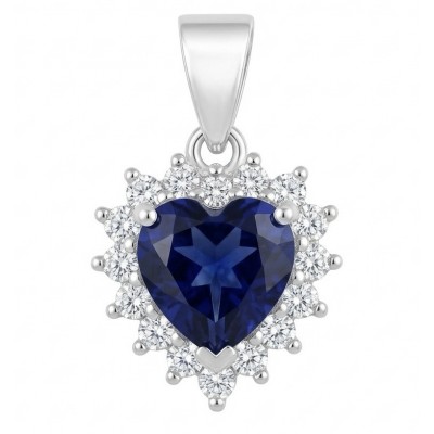 Vintage Beauty 0.7 carat Sapphire Rhodium over .925 Sterling Silver handcrafted pendant