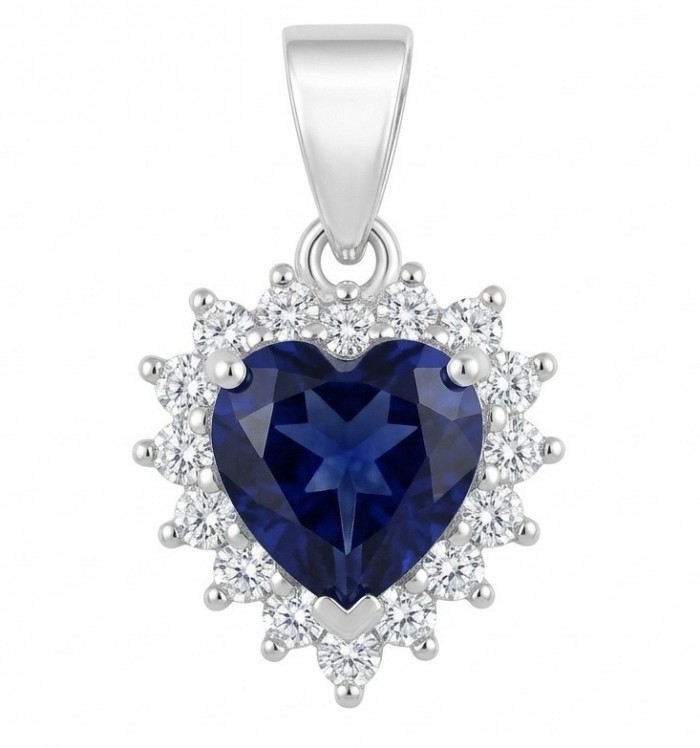 Vintage Beauty 0.7 carat Sapphire Rhodium over .925 Sterling Silver handcrafted pendant