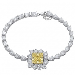 Luxurious 7.5 carat princess cut Yellow Sapphire .925 Sterling Silver handcrafted Statement Bracelet