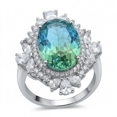 OUTSTANDING 10.5 carat Brazilian Apatite .925 Sterling Silver Perfectly handcrafted Ring s. 8 1/4