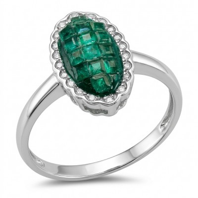 Estelle - Authentic mystery setting 1.9 carat COLOMBIAN EMERALD .925 Sterling Silver handcrafted Ring size 8 1/4