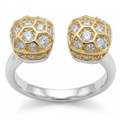 Luxurious 3.8 carat White Topaz 14K Gold over .925 Sterling Silver handcrafted Statement Ring size 7
