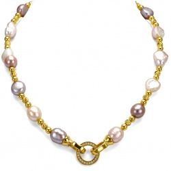Colors of the Ocean - MOTHER OF Pearl .925 Sterling Silver diped in 14K Gold handcrafted Statement necklace