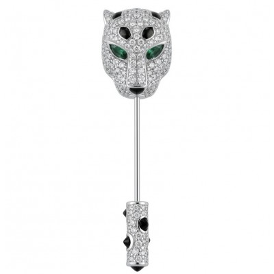 Precious Gaphard Natural 0.5 carat Emerlad black enamel .925 Sterling Silver handcrafted Brooch