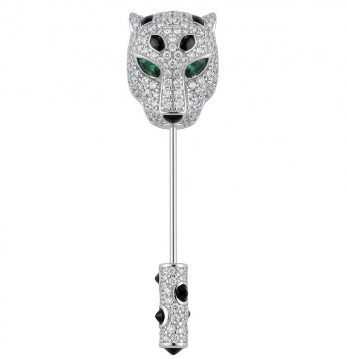 Precious Gaphard Natural 0.5 carat Emerlad black enamel .925 Sterling Silver handcrafted Brooch