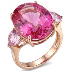Pink Rhapsody Natural 21.6 carat Pink Sapphire .925 Sterling Silver dipped in 18K Rose Gold handmade Statement Ring size 8 1/4