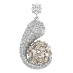 Antonina - 4.5 carat Morganite .925 Sterling Silver dipped in rhodium handcrafted incredible Pendant