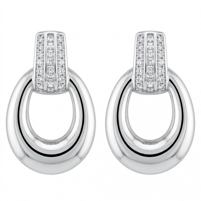 Genuine 0.9 carat White Topaz .925 Sterling Silver handcrafted Statement Earrings