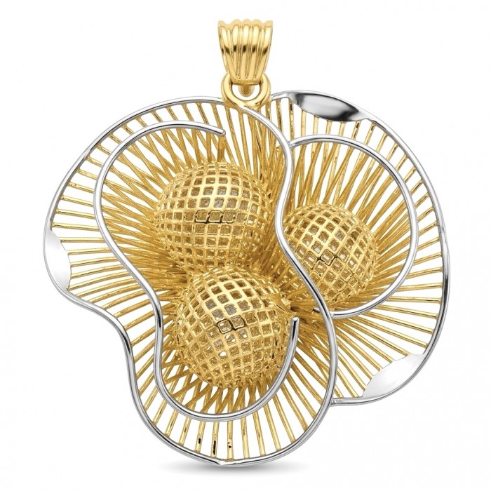Dubai Style - Golden Rose .925 Sterling Silver dipped in 22K Gold handmade Pendant