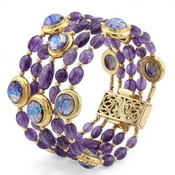 Baroque Style Beauty 39.5 carat Amethyst 14K Gold over .925 Sterling Silver handcrafted Bracelet