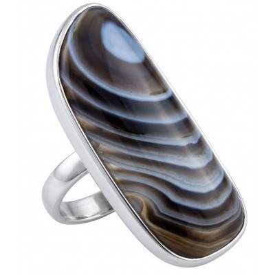 Sahara Dune Top Quality Botswana Agate .925 Sterling Silver handcrafted Ring s. 8 adjustable