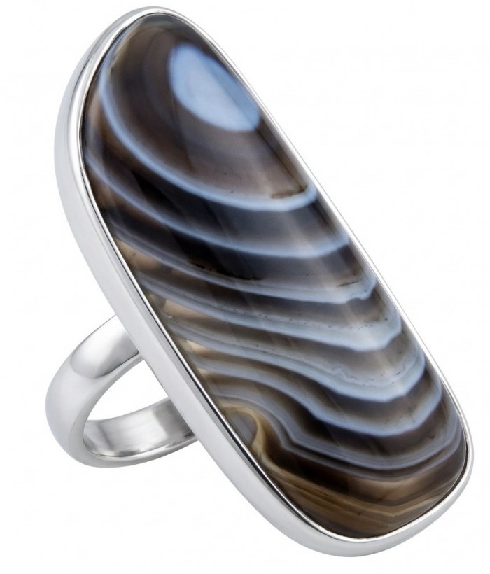 Sahara Dune Top Quality Botswana Agate .925 Sterling Silver handcrafted Ring s. 8 adjustable