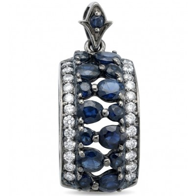Vintage Beauty 9.7 carat Mozambique Sapphire Black Rhodium over .925 Sterling Silver handcrafted pendant