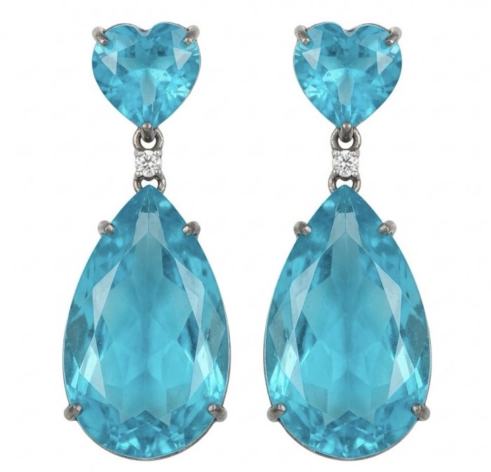 Divine Beauty 38.5 carat Aquamarine black rhodium over .925 Sterling Silver handcrafted Statement EARRINGS - video