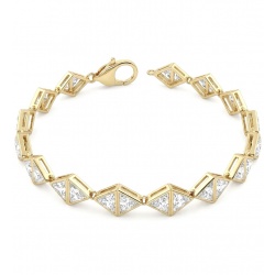 Vittoria Natural 12.8 carat White Topaz 18K Gold over .925 Sterling Silver handmade Statement Bracelet