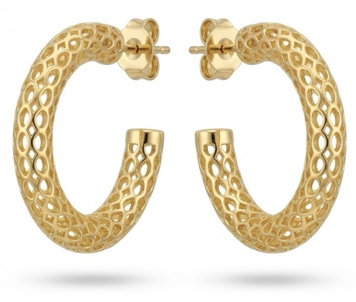 Black Label Collection - Dubai Style - Natural 22K Gold over .925 Sterling Silver handmade earrings