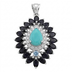 Amazonia - 18.8 carat Colombian Emerald .925 Sterling Silver handmade Statement pendant