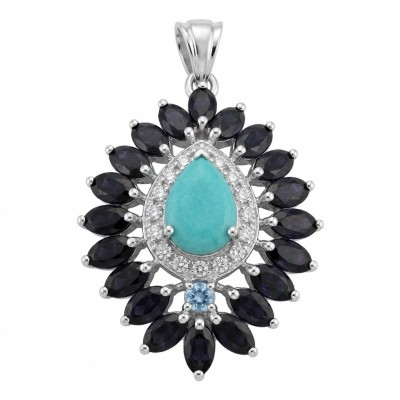 Amazonia - 18.8 carat Colombian Emerald .925 Sterling Silver handmade Statement pendant