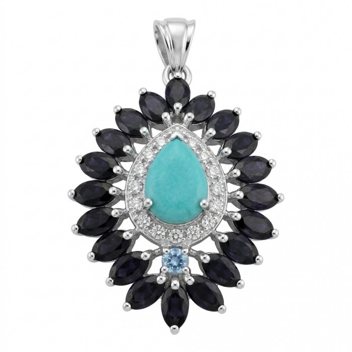 Amazonia - 18.8 carat Colombian Emerald .925 Sterling Silver handmade Statement pendant