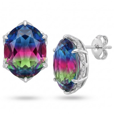 Luxurious authentic 11.2 carat Brazilian Tourmaline .925 Sterling Silver handcrafted earrings