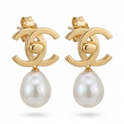 Classy Design - Genuine Pearl 14K Gold over .925 Sterling Silver handcrafted Statement Earrings