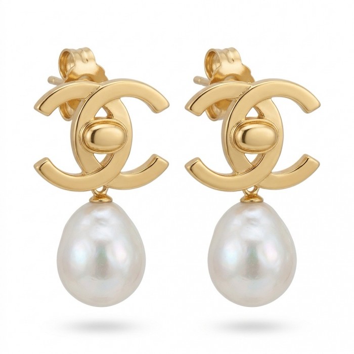 Classy Design - Genuine Pearl 14K Gold over .925 Sterling Silver handcrafted Statement Earrings