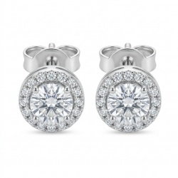 Genuine 0.4 carat Moissanite .925 Sterling Silver handcrafted Earrings