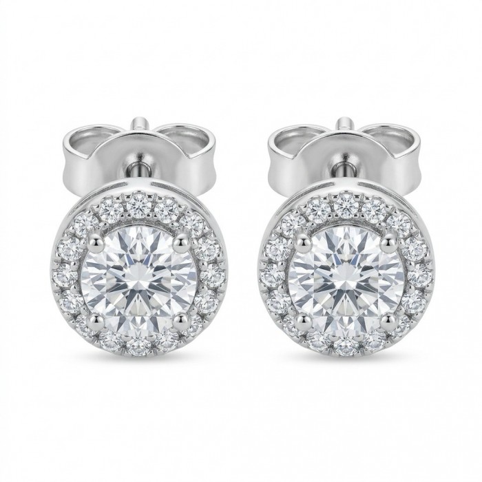 Genuine 0.4 carat Moissanite .925 Sterling Silver handcrafted Earrings
