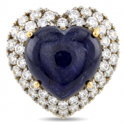 Blue Angel's Heart - Iconic design - Genuine 22.5 carat Sapphire .925 Sterling Silver dipped in 22K Gold handcrafted Ring size 6