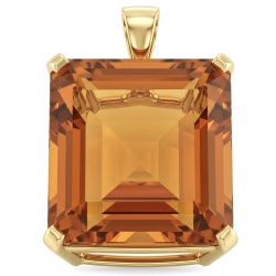 Luxury genuine Fancy asscher cut 29.5 CARAT Champagne Topaz 22K Gold over .925 Sterling Silver handmade Pendant