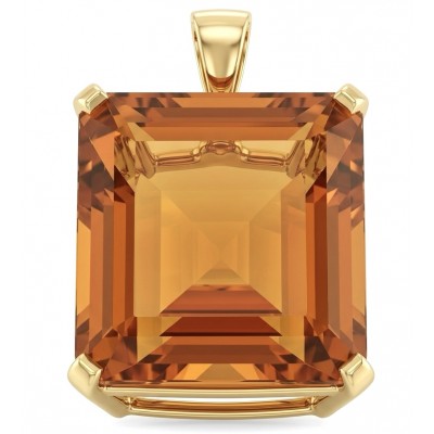 Luxury genuine Fancy asscher cut 29.5 CARAT Champagne Topaz 22K Gold over .925 Sterling Silver handmade Pendant