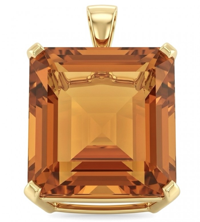 Luxury genuine Fancy asscher cut 29.5 CARAT Champagne Topaz 22K Gold over .925 Sterling Silver handmade Pendant