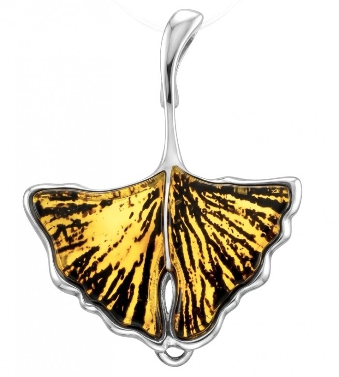 Eden Lily of the Valley Baltic Amber TearDrop Pendant .925 Sterling Silver handmade Pendant BROOCH