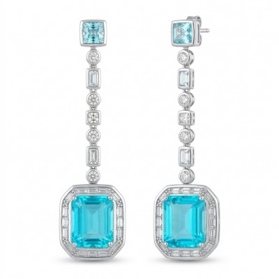 Incredible 8.5 carat Paraiba Tourmaline .925 Sterling Silver entirely handmade earrings