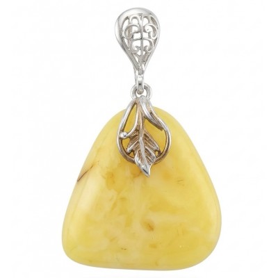 Prehistoric Authentic Golden Butterscotch Baltic Amber .925 Sterling Silver beautifully handcrafted Pendant