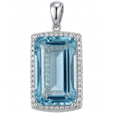 Angelina 10.9 carat authentic Aquamarine .925 Sterling Silver Handcrafted pendant