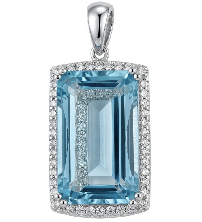 Angelina 10.9 carat authentic Aquamarine .925 Sterling Silver Handcrafted pendant
