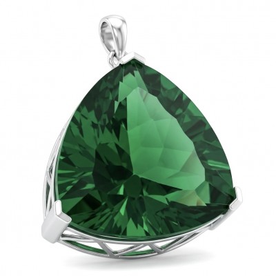 Trillion Cut Perfect 29.5 carat Volcanic Helenite .925 Sterling Silver handcrafted Pendant