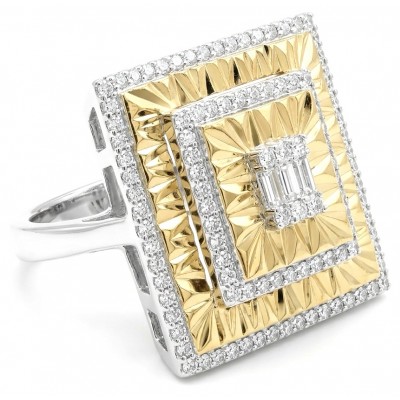 Art Deco 2.2 carat White Topaz 14K Gold over .925 Silver handcrafted Cocktail Ring s. 7