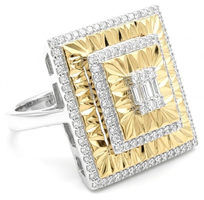 Art Deco 2.2 carat White Topaz 14K Gold over .925 Silver handcrafted Cocktail Ring s. 7