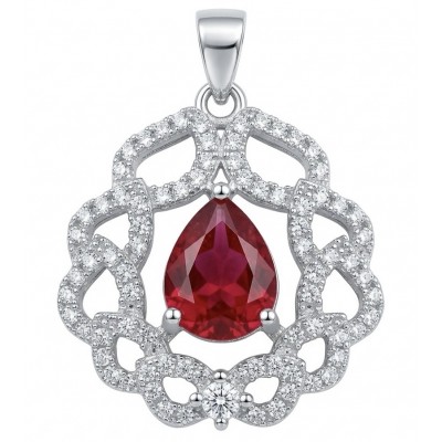 3.8 carat authentic Mozambique Ruby rhodium over .925 Sterling Silver handmade Pendant