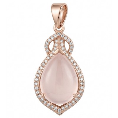 Scarlett 8.5 carat Brazilian Rose Quartz 22K Gold over .925 Sterling Silver handcrafted Statemen pendant