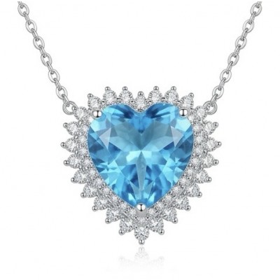 Endless Love 10.5 carat Swiss Blue Topaz .925 Sterling Silver Handcrafted necklace