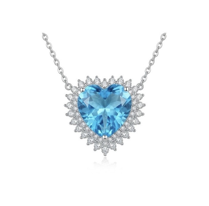 Endless Love 10.5 carat Swiss Blue Topaz .925 Sterling Silver Handcrafted necklace