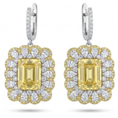 Esperanza - Luxurious 12.2 Lemon Quartz rhodium over .925 Sterling Silver handmade Earrings