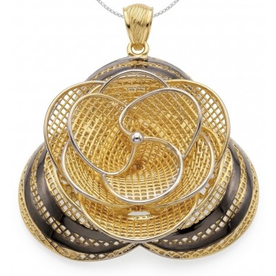 Dubai Style - Golden Rose .925 Sterling Silver dipped in 22K Gold handmade Pendant